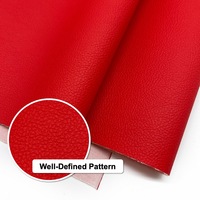 Sarung jok mobil kulit PVC timbul 0.85mm Modern kustom tahan air merah kulit sintetis tahan lama untuk penggunaan Sofa