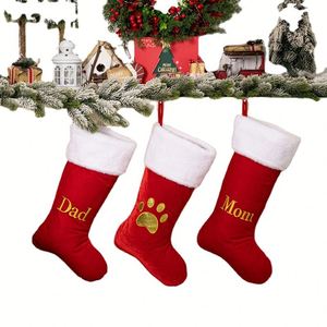 Décorations pour la maison, ornements suspendus pour fenêtre, grandes chaussettes de Noël en velours, sacs cadeaux - Product Image 1