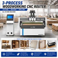 Machine de fraisage CNC multi-têtes 1325 à 3 broches pour perçage, découpe et rainurage de panneaux ACP, MDF, bois massif, portes et meubles fins