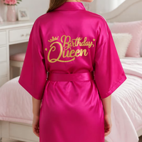 Robe de satin pour anniversaire, pour filles et femmes, kimono court, peignoir, costume de fête, séance photo, robe à lettres dorées scintillantes, cadeau