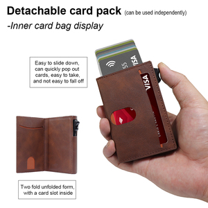 กระเป๋าใส่บัตร RFID แบบกำหนดเอง กระเป๋าสตางค์หนังแท้สำหรับผู้ชาย ที่ใส่บัตรแบบ Smart Pop-up จุบัตร<span class=keywords><strong>ได้</strong></span> 10 ใบ พร้อมช่องใส่<span class=keywords><strong>เงิน</strong></span>สำหรับผู้ชาย - Product Image 3