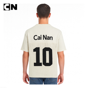 Certification BSCI Fabricant de chandails personnalisés pour hommes Chandail de football en jersey tricoté à manches courtes 100% coton pour le sport décontracté - Product Image 3
