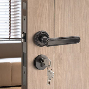Juego de manijas de puerta interior con cerradura de llave, de níquel cepillado, para hogares, oficinas y habitaciones, con mecanismo de palanca simétrico - Product Image 2
