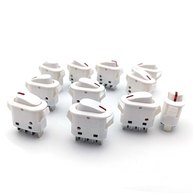 KCD4-16A 4-Pin 2-Position 12V LED On-Off DPST Curved Button Snap-in White Rocker Switch for Car Interior Modification