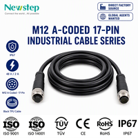 Konektor Kabel Sensor M12 Overmolded 17-Pin Tembaga Berlapis Emas IP67 Tahan Air Terproteksi Male/Female untuk Sambungan Kabel Proximity