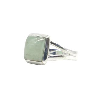 Anillo de Plata de Ley 925 de Diseño con Gema Cuadrada de Aguamarina, Joyería Hecha a Mano con Engaste de Bisel, Anillo de Declaración para Boda - Product Image 2