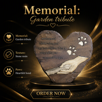 Pierre commémorative pour animaux de compagnie en résine texturée rose avec empreinte de patte, marqueur de sépulture, plaque commémorative de jardin