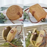 Round Straw Bag for Women, Handmade Bamboo Bag