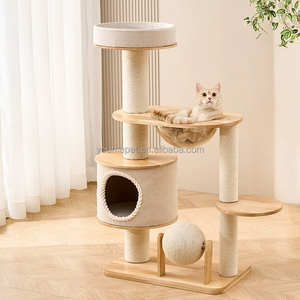 Arbre à <span class=keywords><strong>chat</strong></span> de style baril moderne YOUME avec plateforme multi-niveaux, fibres de sisal naturelles, base en bois massif, certifié ISO et BSCI - Product Image 2