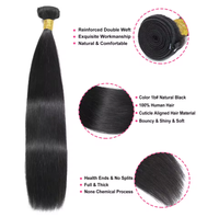Paquete de Cabello Humano Virgen Vietnamita Liso Natural Sin Procesar, Cutícula Alineada, Proveedor de Cabello Virgen, Extensiones de Cabello Indio y Camboyano