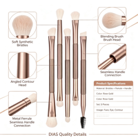 Ensemble de pinceaux de maquillage professionnels 2 en 1 à double tête, pour les yeux, avec logo personnalisé, manche en bois, vente en gros directe d'usine, OEM ODM