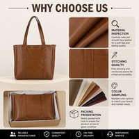 Sac fourre-tout en cuir PU texturé marron cognac, sac à main minimaliste à bandoulière avec poche avant, sac de transport quotidien en cuir végétalien