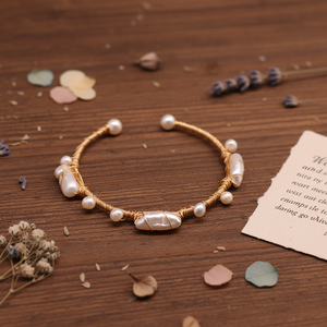 <span class=keywords><strong>Pulsera</strong></span> de Perlas Clásica y Elegante, Perlas Redondas de Agua Dulce, <span class=keywords><strong>Cadena</strong></span> Chapada en Oro, Regalo de Boda Atemporal - Product Image 1