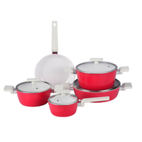 Poêle à frire antiadhésive avec revêtement en céramique Ensemble de casseroles de cuisson en aluminium avec couvercle en verre Casserole à base d'induction Casserole à sauce Ensembles d'ustensiles de cuisine