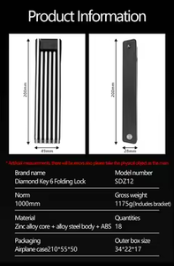 Accesorios para bicicletas, candado plegable de acero de aleación, MTB candado para <span class=keywords><strong>bicicleta</strong></span> de carretera, contraseña antirrobo, <span class=keywords><strong>bicicleta</strong></span> segura - Product Image 5