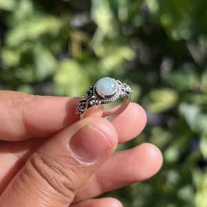 Anillo de Aguamarina Plata de Ley 925 piedras preciosas naturales joyería hecha a mano anillo de declaración bohemio para mujeres niñas regalo - Product Image 1