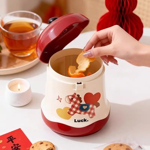 Poubelle de bureau en forme de pomme avec couvercle pour la maison et le bureau, bac de rangement décoratif - Product Image 3