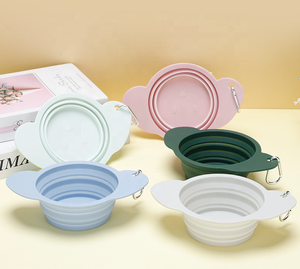 Bol de nourriture pour animaux de compagnie portable personnalisé pratique à la vente chaude, pliable en silicone, pliable, bol de qualité alimentaire pour chat et chien - Product Image 1