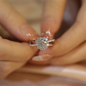 2CT Round Cut Lab Grown Diamond Halo Engagement Ring 18K <strong>Gold</strong> IGI Certified Customizable Wedding <strong>Jewelry</strong> - Product Image 3