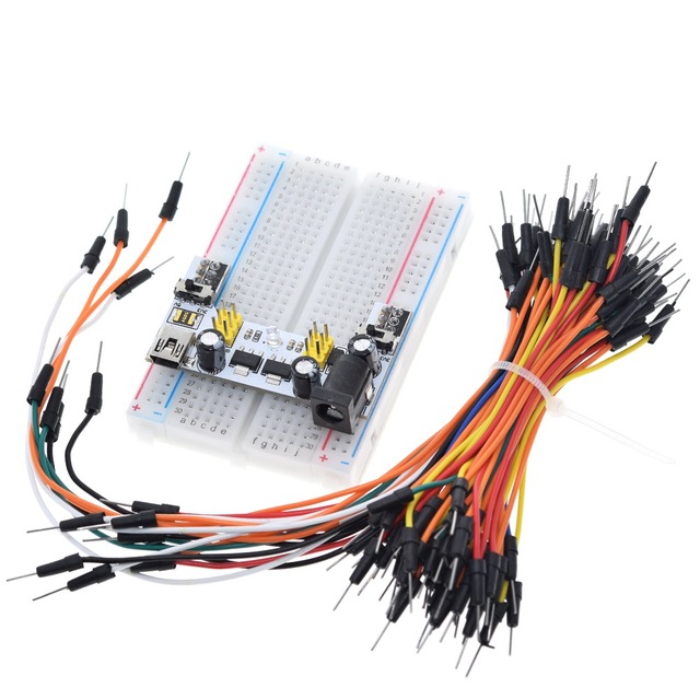 TZT 3.3V/5V MB102 Breadboard Power Module+ 400 Points Solderless Prototype Bread Board Kit +65 Flexible Jumper Wires