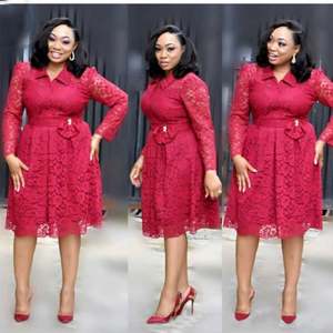 JYHS7 Robe Femme Taille Aline Col Chemise Dentelle Cardigan Robe Large Femme - Product Image 5