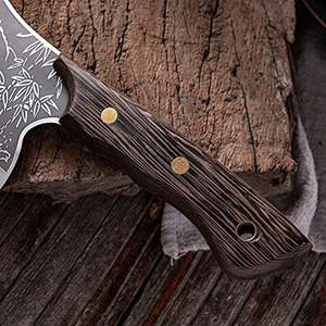 Vente en gros de couteau à découper forgé à usage intensif manche en bois couperet de boucher motif de couteau couperet à viande de cuisine gaine en cuir - Product Image 5