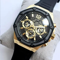 Montre chronographe pour homme, lunette à vis, cadran squelette, bracelet en silicone, grand boîtier, affichage de la date, montre sport de luxe, multicolore