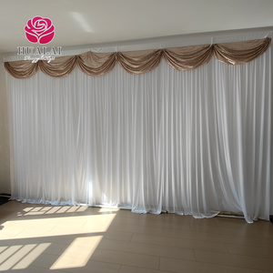 المصنع المصدر من مواد النسيج الفاخر الأخضر الداكن لوحات الحائط ستائر الزفاف ستائر خلفية مع شجاعة. - Product Image 3