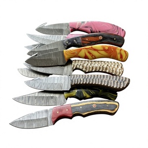 Cuchillo de hoja fija Drop Point de acero de Damasco con mango colorido, personalizable para caza, camping y supervivencia. - Product Image 3