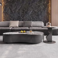 Nouvelle arrivée - Ensemble de table basse en acier inoxydable contemporain à motif marbré MOVVON