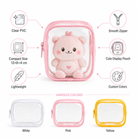 Mini pochette transparente en PVC avec fermeture éclair, mousqueton, petite bourse à monnaie, sac porte-clés, organisateur de câbles d'écouteurs, Kawaii, vente en gros