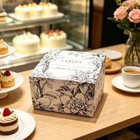Boîte à gâteau rigide pliable personnalisée, impression intégrale, motif floral, boîte cadeau magnétique pliable pour l'emballage de desserts et de pâtisseries