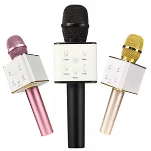 Q7 LED Karaoke mikrofon hoparlör taşınabilir çocuklar kablosuz Bluetooth mikrofon hoparlör