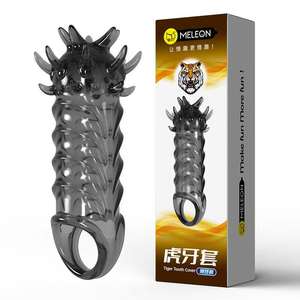 男性のカップルのための大人のおもちゃディルド袖黒ディルドコンドーム刺激遅延射精 - Product Image 4