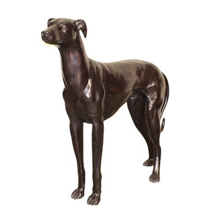 Levensgrote Populaire Metalen Dier Doggie Standbeelden Staande Zwarte Hond Bronzen Sculptuur Voor Tuin - Product Image 1