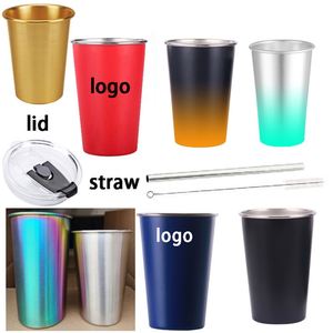 Custom Logo Reusable Color Changing Tumblers Metal Pint Cup 450ml Advertising Aluminum Beer Cups 350ml 12oz 16oz Stadium Sports - Product Image 1