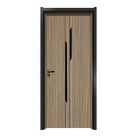 Porte intérieure moderne en aluminium et bois, design contemporain, panneau moulé en MDF mélaminé, à bas prix.