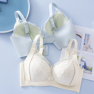 Bra renda seksi, 34 36 38 40 42 seksi renda Ultra nyaman anti-bakteri bernapas bebas kawat pola bunga bra ibu hamil tidur - Product Image 2