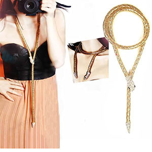 Collier avec pendentif serpent en or pour femmes, <span class=keywords><strong>chaîne</strong></span> moderne, avec strass, en acier inoxydable, nouvelle collection - Product Image 6