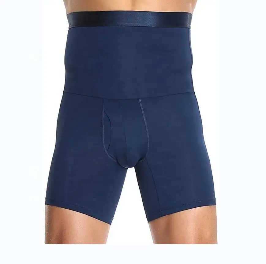 Customized Logo Men's Tummy Control Shapewear Shorts High Waist Slimming Anti-Curling Underwear Body Shaper Seamless Boxer Brief