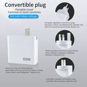 All'ingrosso veloce 65W GaN caricabatterie tre porte USB A + USB <span class=keywords><strong>C</strong></span> pieghevole noi spina da viaggio adattatore per il computer portatile del telefono cellulare - Product Image 2