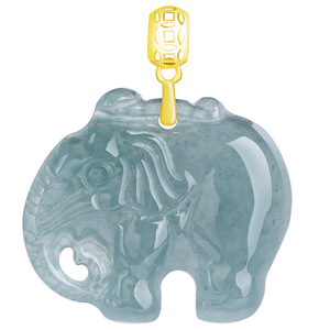 Colgante de Elefante de <span class=keywords><strong>Jade</strong></span>íta Azul Natural con Incrustaciones de <span class=keywords><strong>Oro</strong></span> de 18K, Colgante de <span class=keywords><strong>Jade</strong></span> de Hielo de Moda para Mujer - Product Image 5