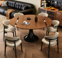 Table à manger extensible en bois massif de style français minimaliste moderne pour plusieurs personnes, adaptée à la maison, à l'hôtel et au restaurant