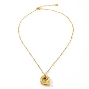 Collar de Hueso con Cierre de Oro de 18K Premium para Mujer, Diseño de Letras que No se Desvanecen, Elegante Chapado en Piedra de Acero Inoxidable, Idea de Regalo para Fiestas - Product Image 5