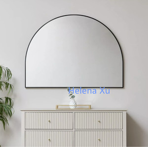 Large Black Arched Semi Circle Glass Wall <strong>Mirror</strong> 90cm X 120cm Modern Luxury Handmade <strong>Thin</strong> Aluminium Framed - Product Image 1