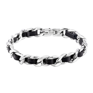 yunnique Unisex <b>Titanium</b> Steel Leather Woven <b>Chain</b> Bracelet 17cm 19cm Geometric Design Fashion Jewelry - Product Image 5