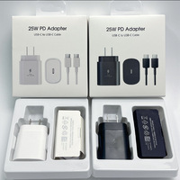 Cargador USB C Samsung de 25W con Adaptador de Carga Rápida PD y Cable, Enchufe US EU UK para Samsung S25 S24 S23 S22 S21