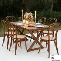 Nouvelle Chaise de Salle à Manger Élégante en Bois, avec Dossier Courbé à Double Cerceau et Assise en Rotin Tressé, Chaise en Bois Massif pour Café, Mariage, Événement, Location
