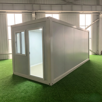 Maison conteneur pliable de 20 pieds avec toilettes intégrées et panneaux sandwich isolés pour cabines ou bureaux