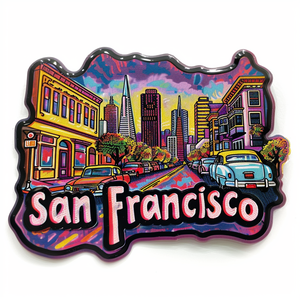Alta calidad personalizado Popular 2d 3D Metal americano San Francisco imanes de nevera regalo de recuerdo imán de nevera - Product Image 4